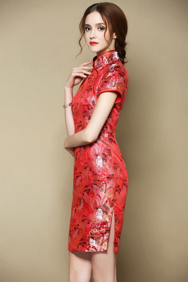 Amazing Brocade Short Qipao Chinese Dress Cheongsam Qipao Cheongsam And Dresses Women 