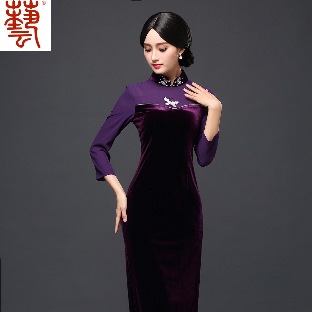 chinese velvet dress