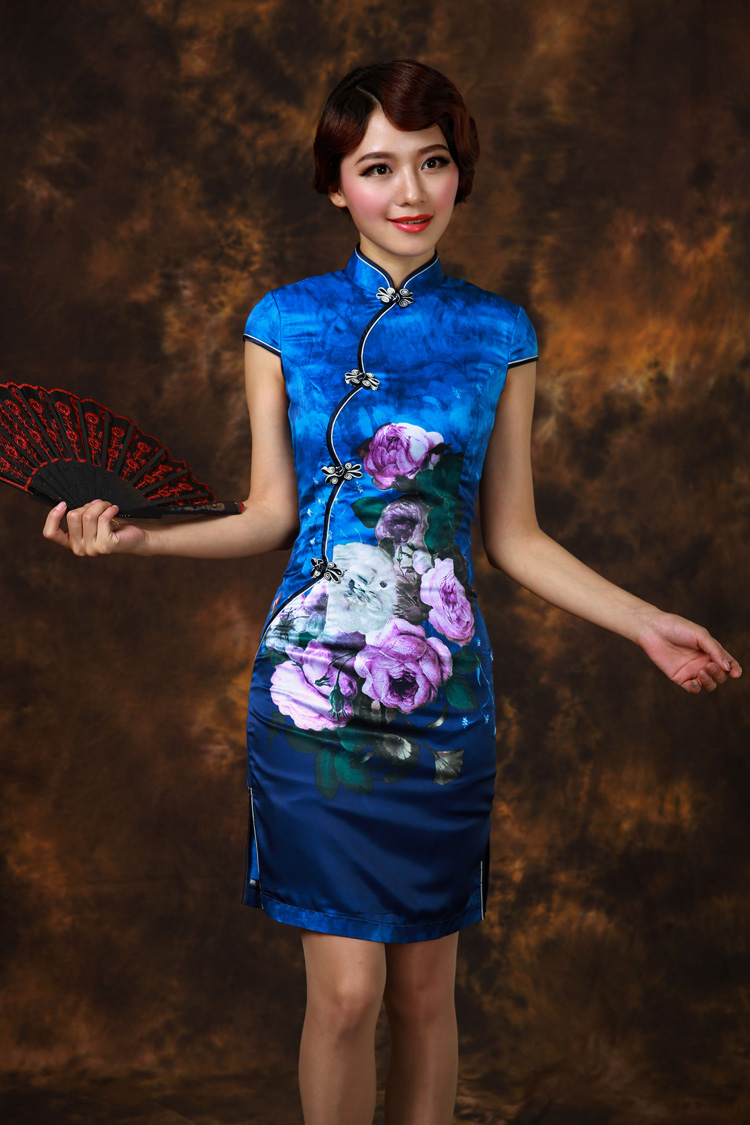 Spectacular Peony Flowers Silk Qipao Cheongsam Dress Qipao Cheongsam Dresses Women