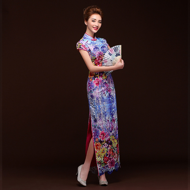 Remarkable Modern Lace Long Cheongsam Qipao Dress - D - Qipao Cheongsam ...