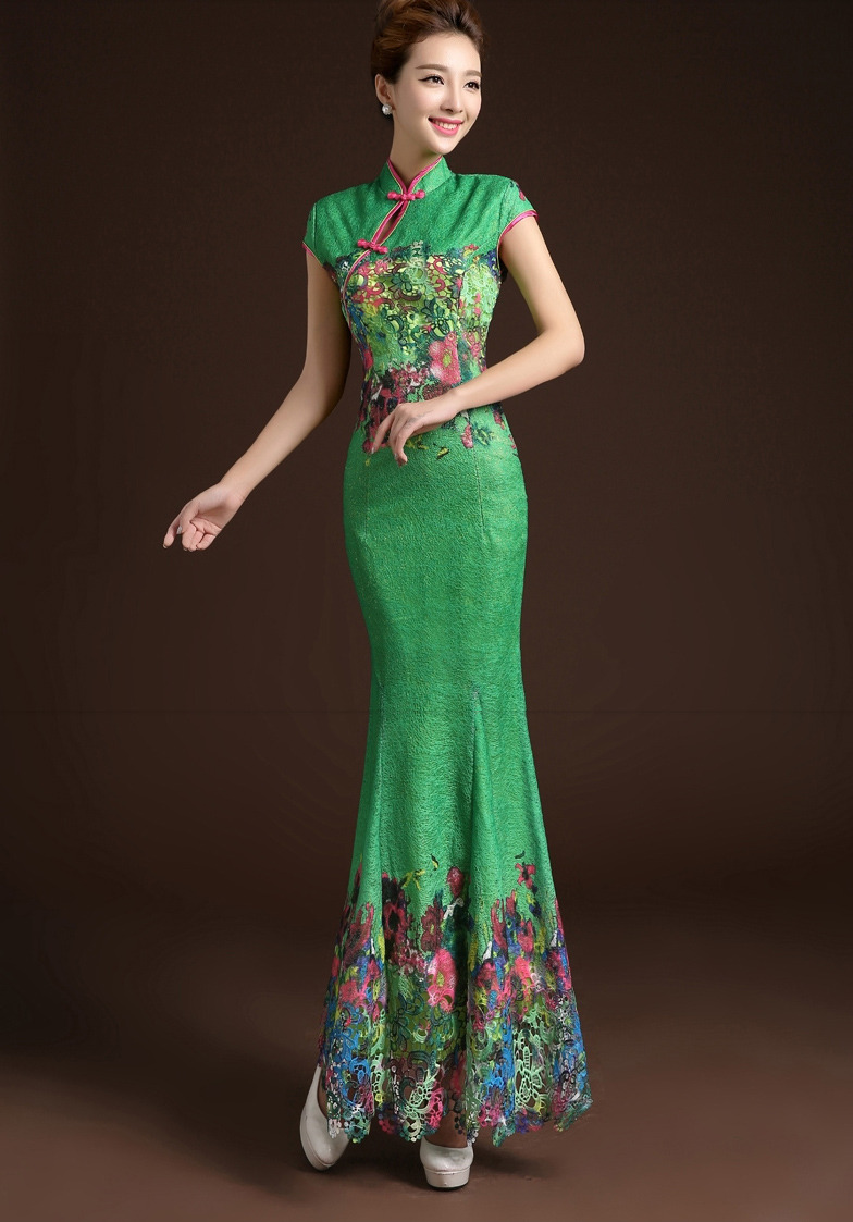 Breathtaking Modern Lace Qipao Cheongsam Fishtail Dress - A - Qipao ...