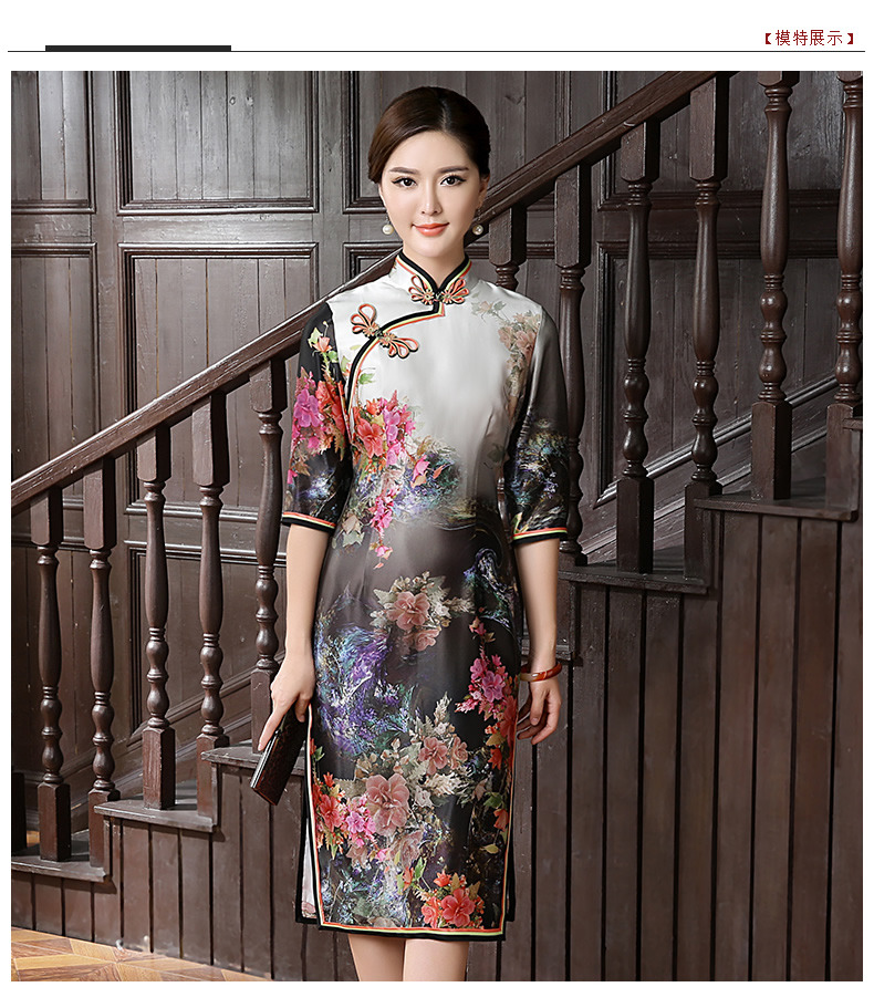 Breathtaking Floral Print Fine Silk Cheongsam Qipao Dress Qipao Cheongsam And Dresses Women 