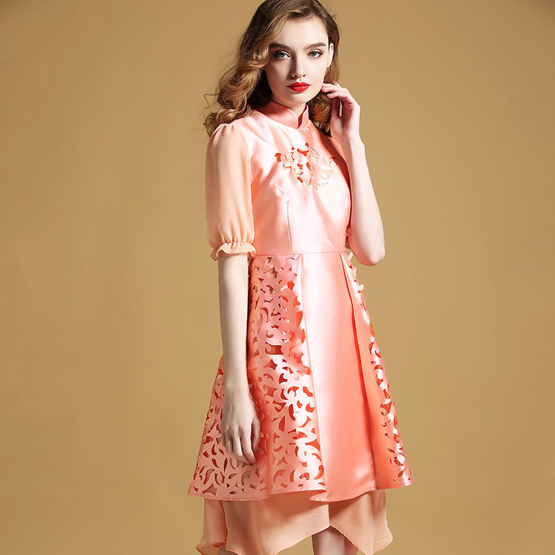 Delightful Modern Qipao Cheongsam Style Dress Pink Qipao Cheongsam And Dresses Women 