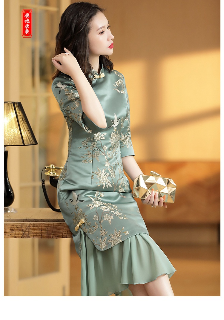 Wonderful Jacquard Chinese Dress Qipao Cheongsam Blue Qipao Cheongsam And Dresses Women 