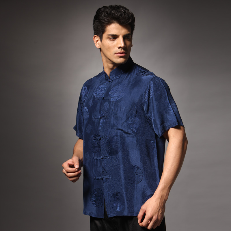 dark blue silk shirt mens