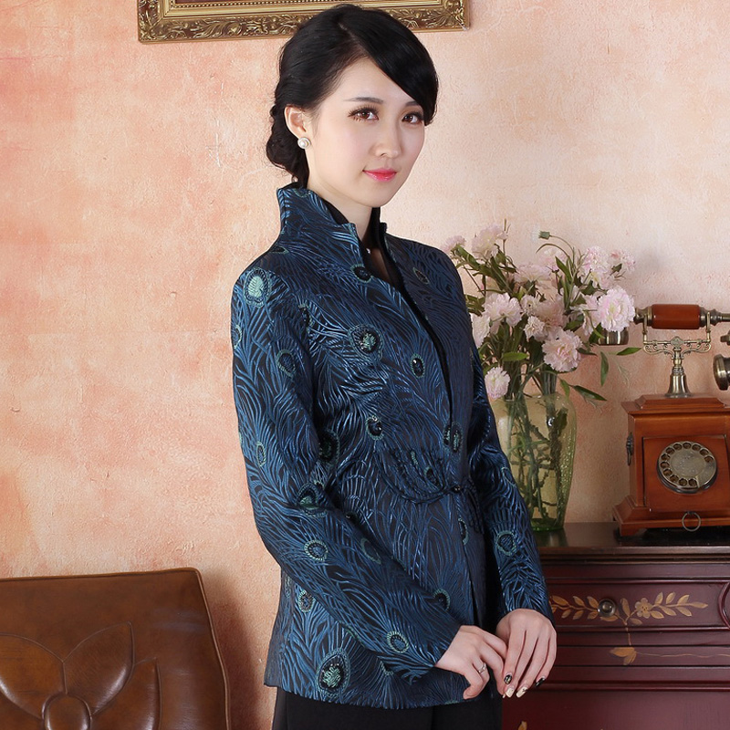 Elegant Mandarin Collar Open Neck Chinese Tang Jacket Chinese Jackets And Coats Women 9831