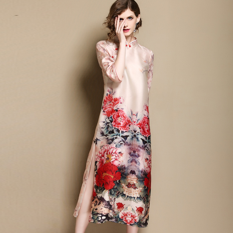 flower silk dress
