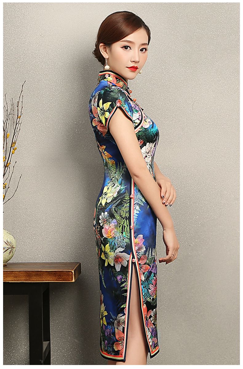 Breathtaking Floral Print Silk Cheongsam Qipao Dress Qipao Cheongsam And Dresses Women 