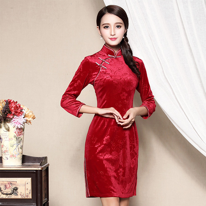 chinese velvet dress