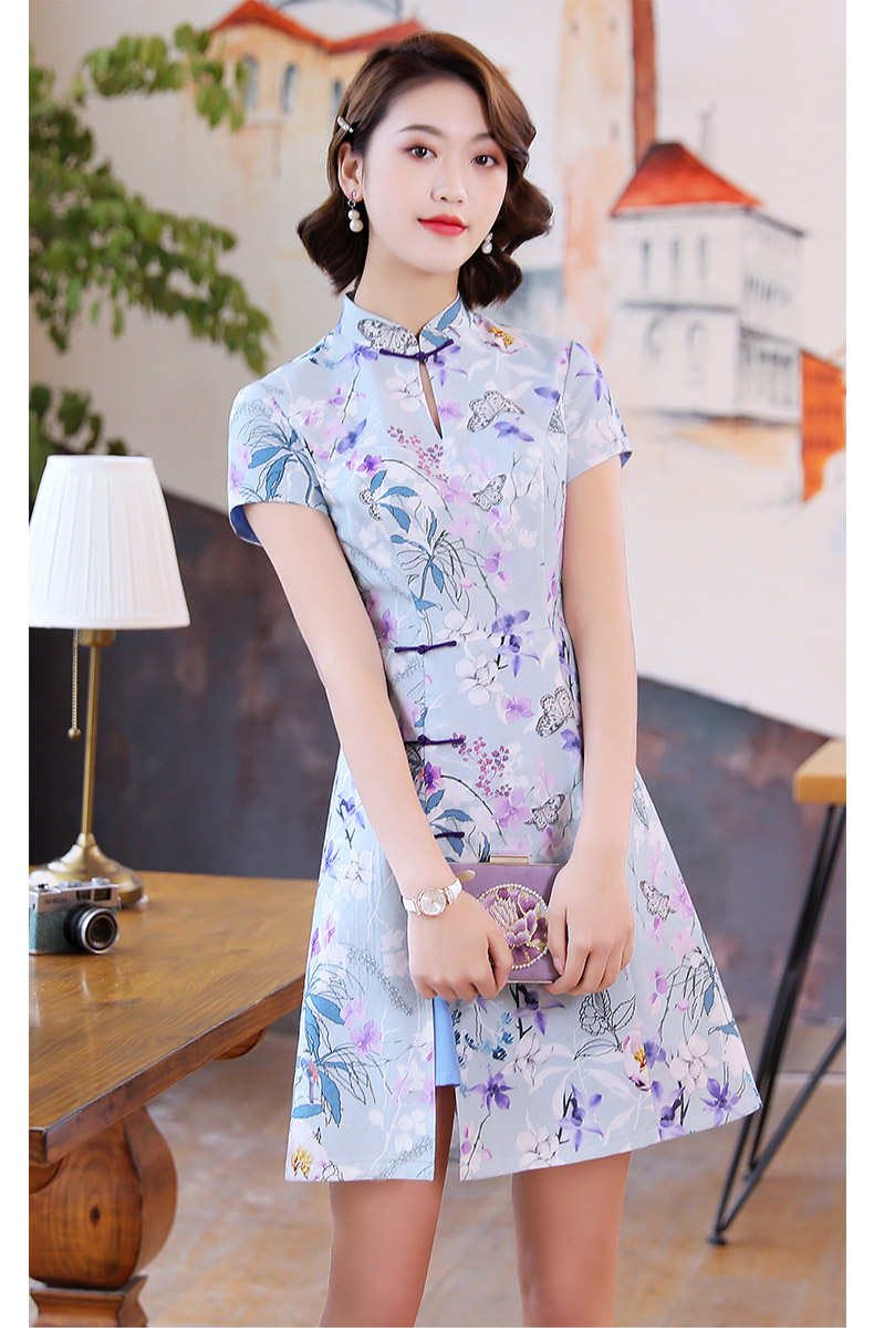 Nice Short Qipao Cheongsam Chinese Dress Pattern D Qipao Cheongsam