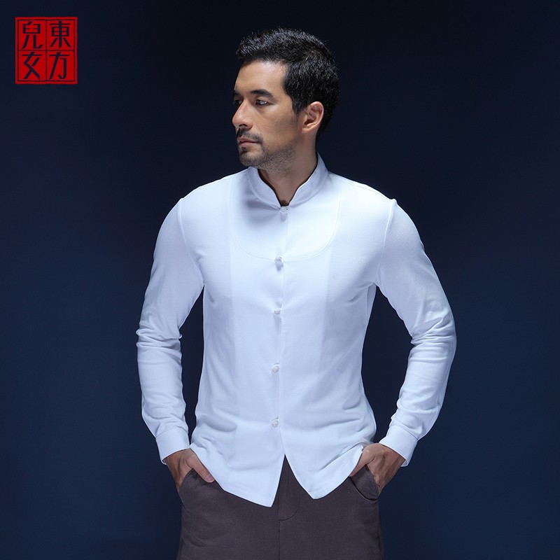 Attracting Frog Button Modern Chinese Shirt - White - Chinese Shirts ...