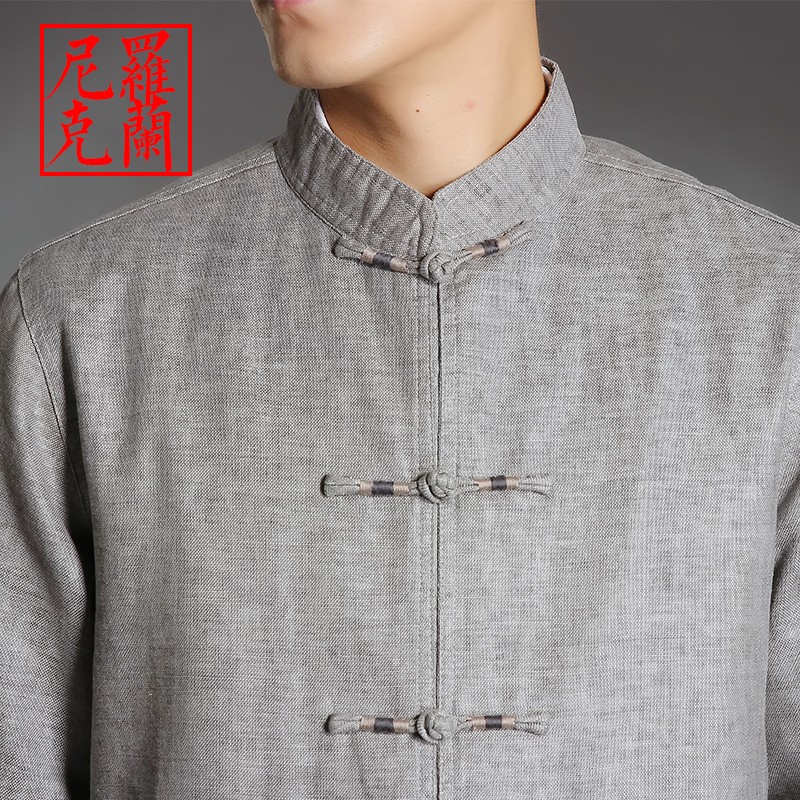 Excellent Five Frog Buttons Chinese Jacket - Light Gray - Chinese ...