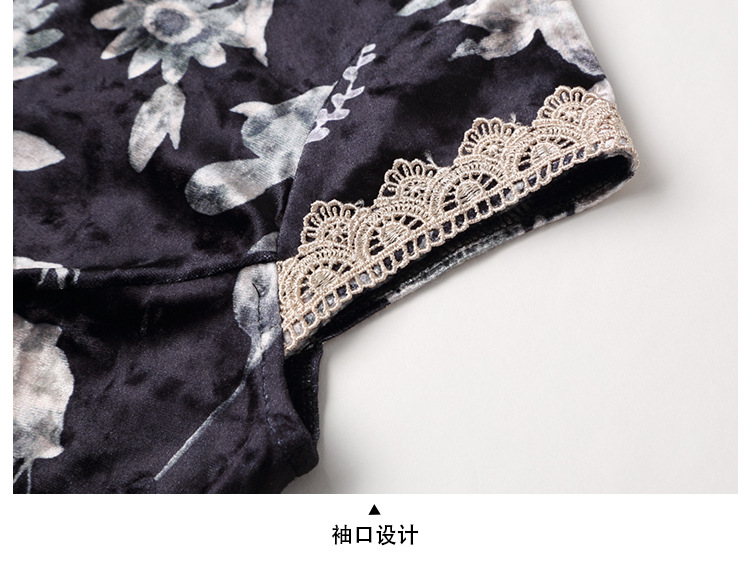 Nice Lace Hem Velvet Chinese Dress Qipao Cheongsam - Qipao Cheongsam ...