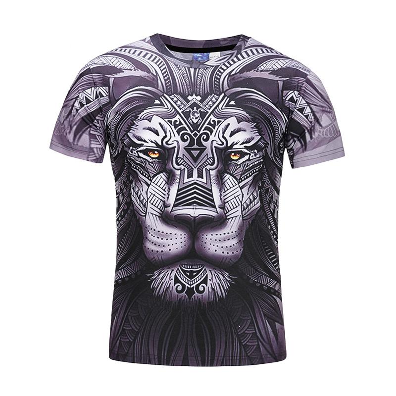 Digital Lion Totem Print T-Shirt - T-Shirts - All Over Print Apparel