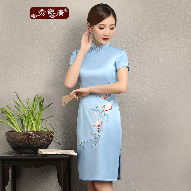 Exquisite Embroidery Silk Qipao Cheongsam Dress - Qipao Cheongsam ...