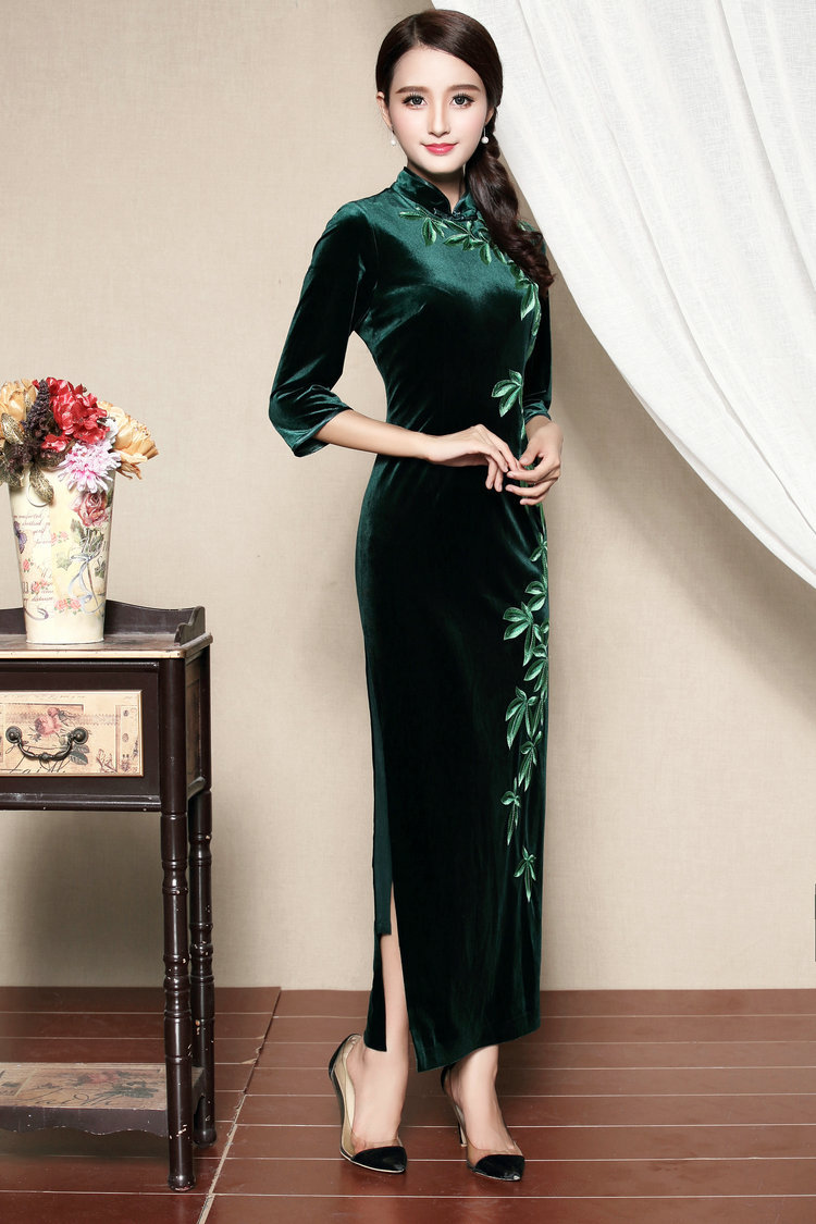 Magnificent Embroidery Dress Qipao Cheongsam - Green - Qipao Cheongsam ...