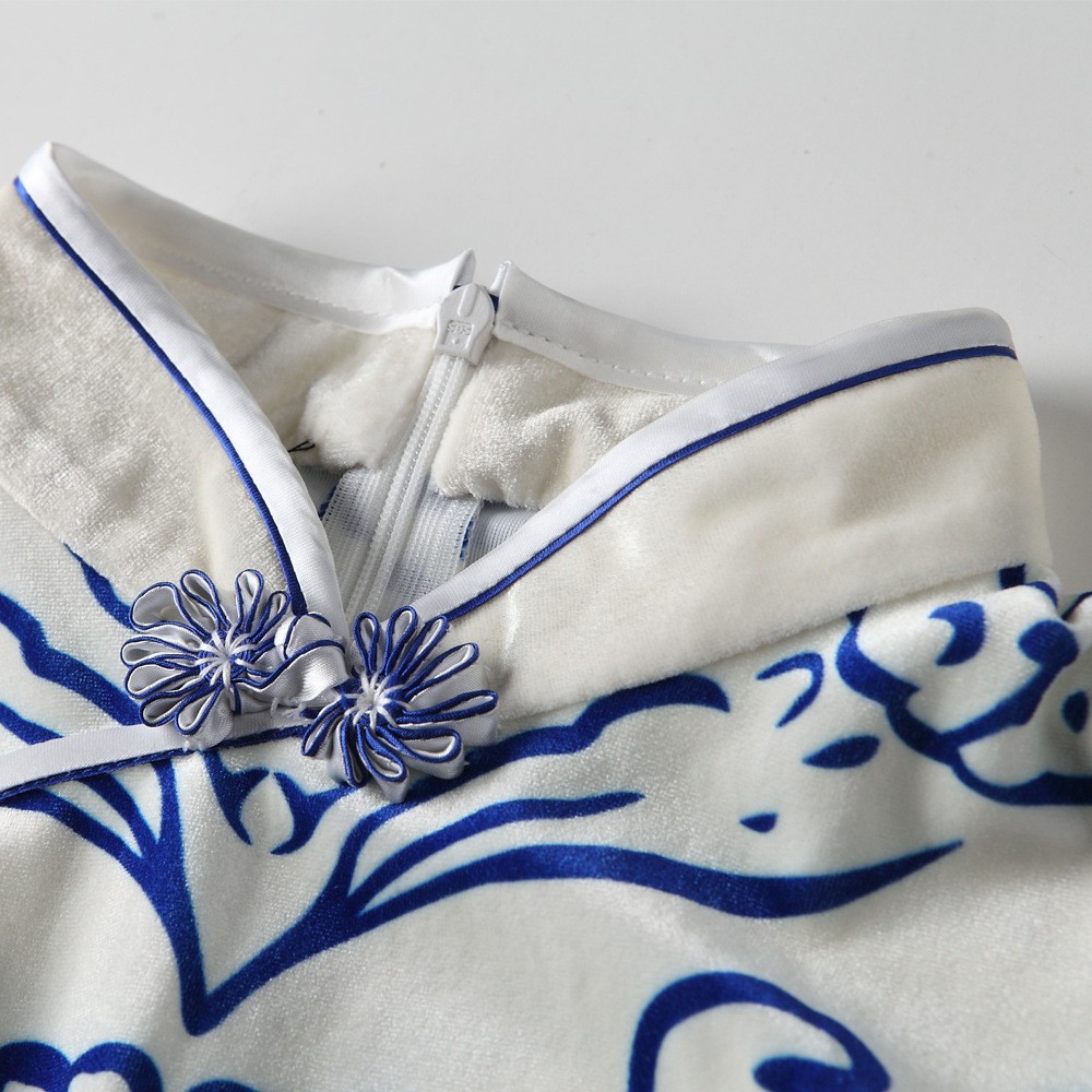 Fabulous Totem Print Velvet Cheongsam Qipao Chinese Dress - Qipao ...