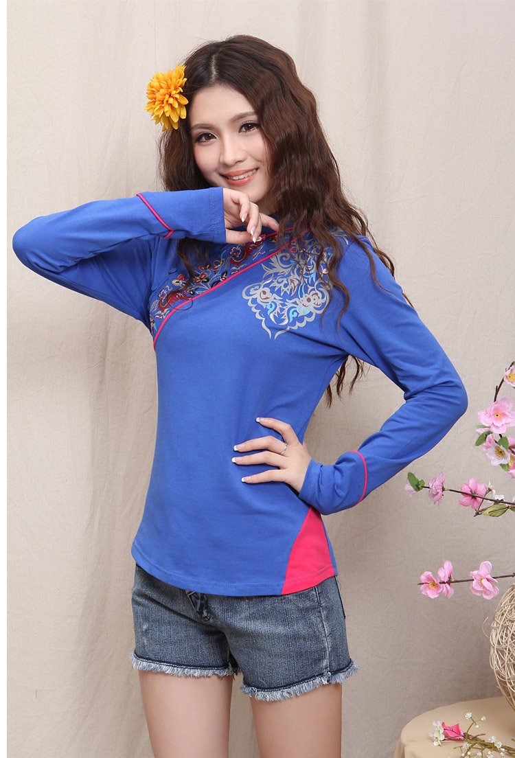 Pretty Modern Traditional Cheongsam Style Blue Shirt - Chinese Shirts ...