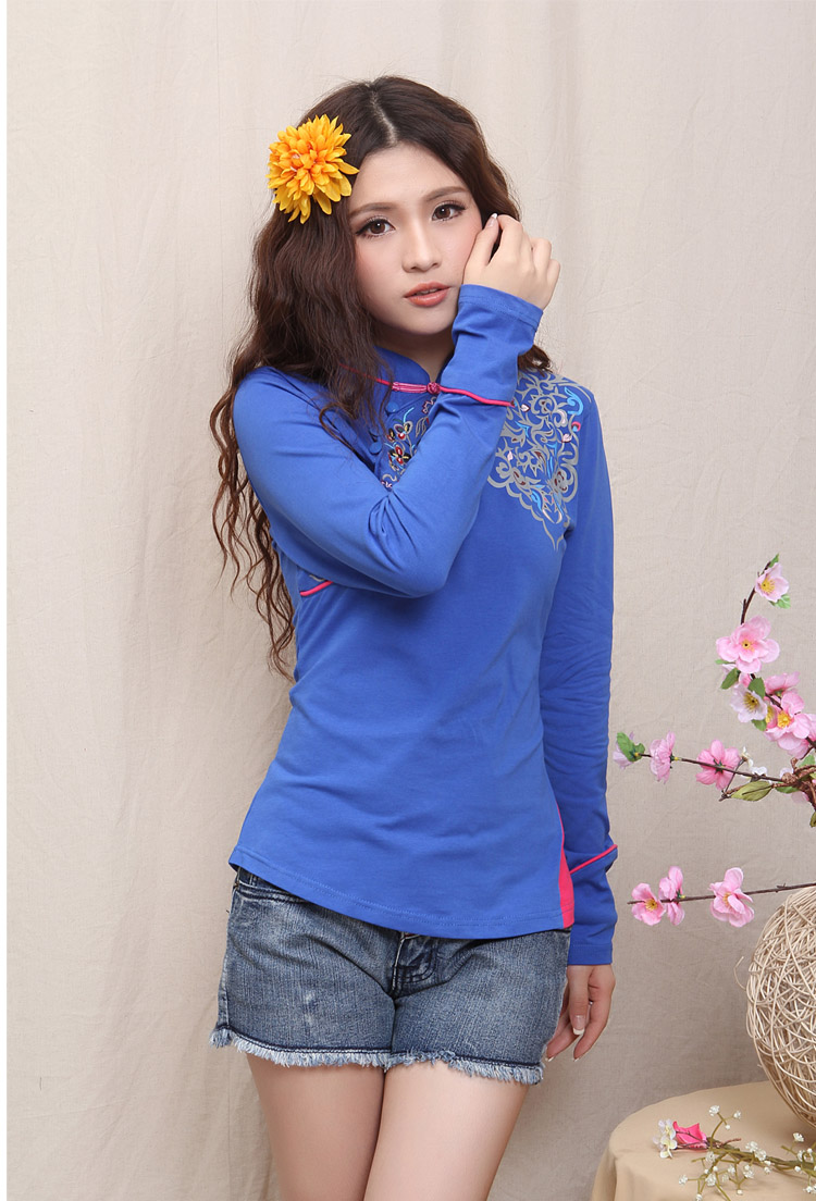 Pretty Modern Traditional Cheongsam Style Blue Shirt - Chinese Shirts ...