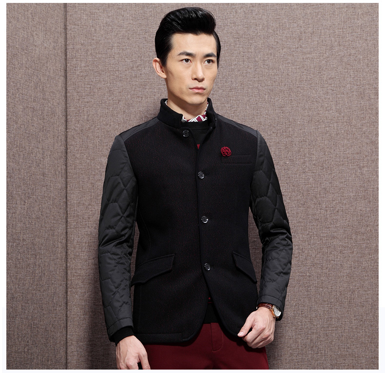 Fabulous Wool Blend Stitching Stand-up Collar Jacket - Chinese Jackets ...