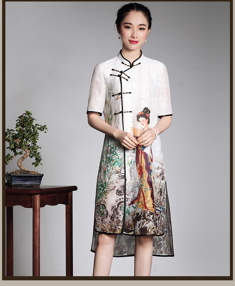 Pretty Oriental Woman Print Cheongsam Qipao Dress - Qipao Cheongsam ...