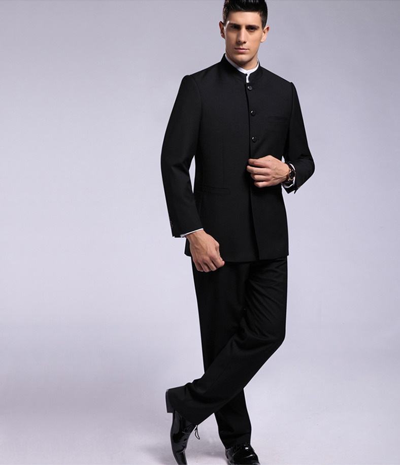 Amazing Stand-up Collar Zhongshan Suit - Black - Chinese Jackets ...