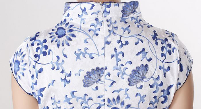 Cute Blue Flowers V Neck Jacquard Cheongsam - Qipao Cheongsam & Dresses ...
