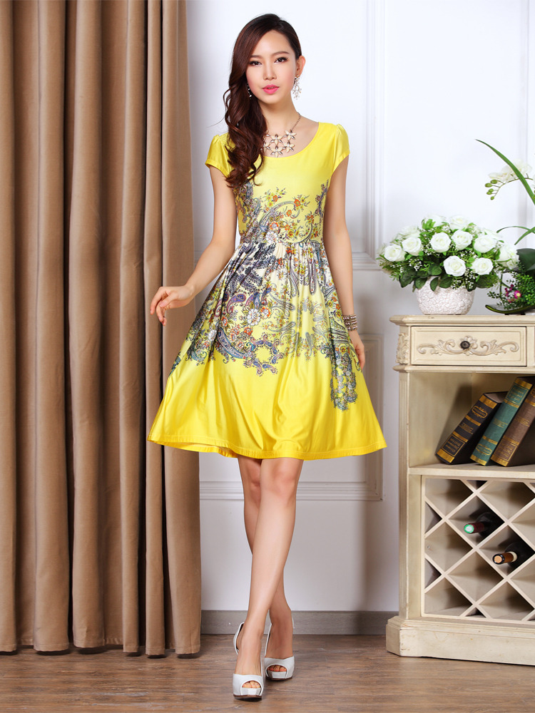 Fascinating Pattern Mandarin Style Short Dress - Qipao Cheongsam ...