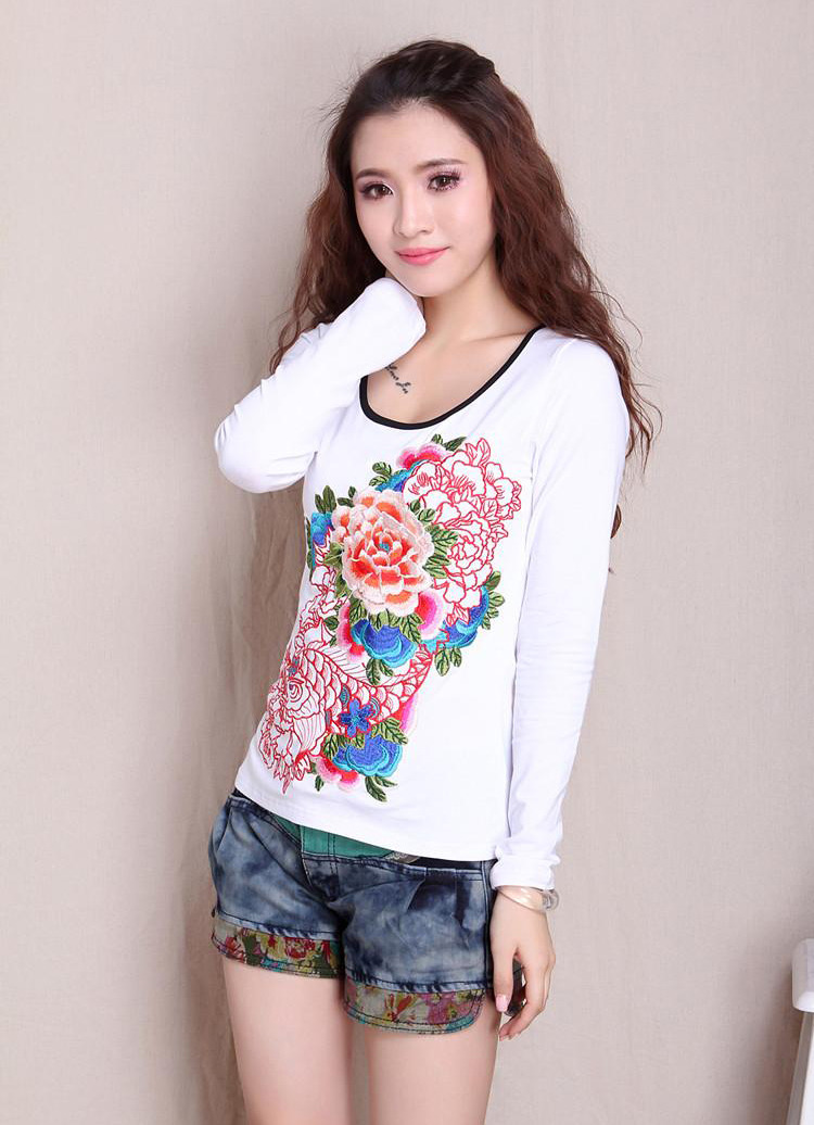 Appealing Embroidery Oriental Style Long Sleeve Shirt - White - Chinese ...