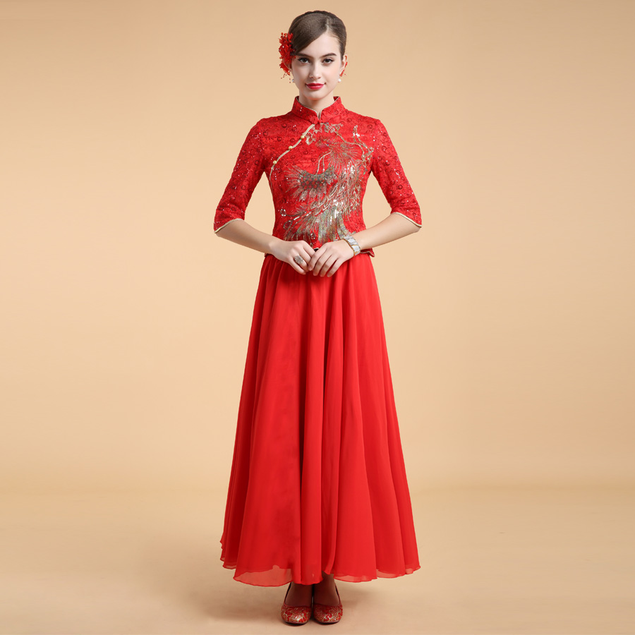 Gorgeous Phoenix Embroidery Red Cheongsam Suit - Qipao Cheongsam ...