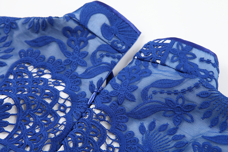 Enchanting Modern Blue Lace Short Cheongsam Dress - Qipao Cheongsam ...