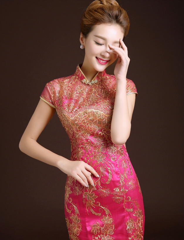 Exceptional Embroidery Qipao Cheongsam Fishtail Dress - Red - Qipao ...