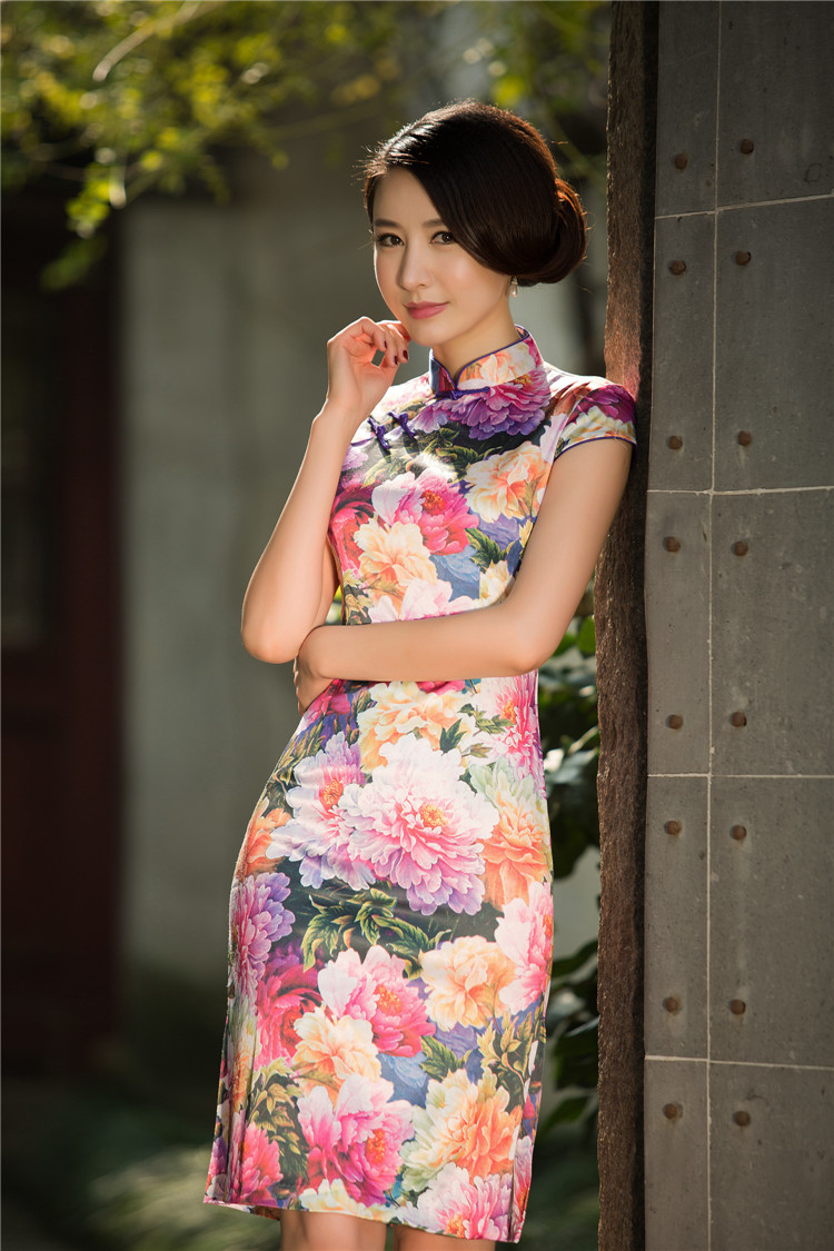 Sumptuous Peony Flowers Print Qipao Cheongsam Dress - Qipao Cheongsam ...