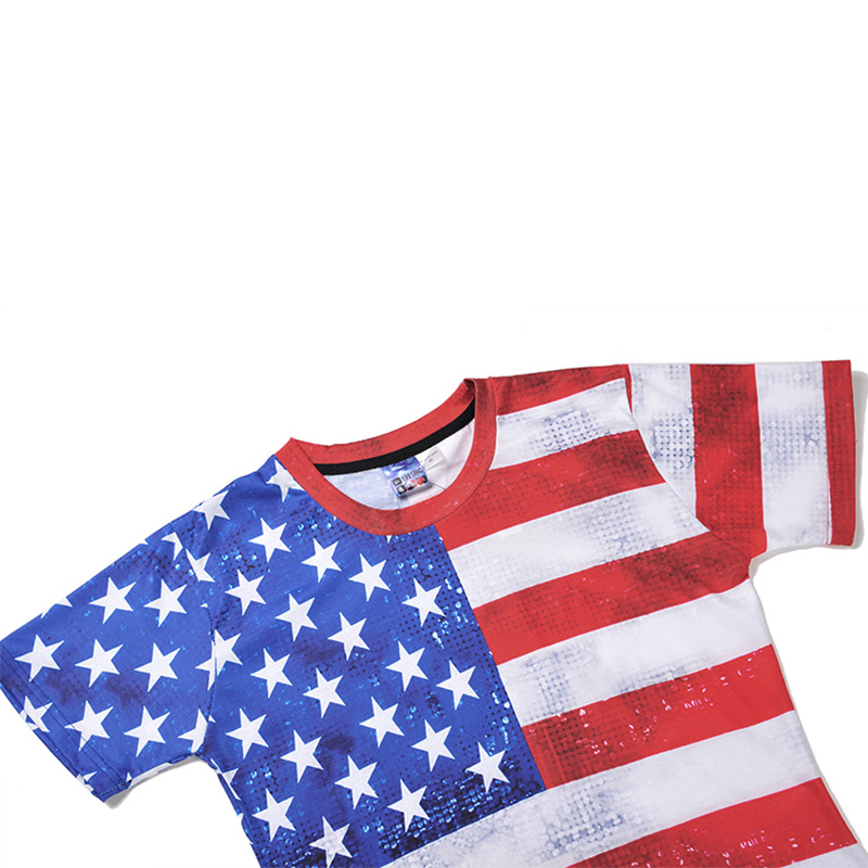 Stripes and Stars Print T-Shirt - T-Shirts - All Over Print Apparel