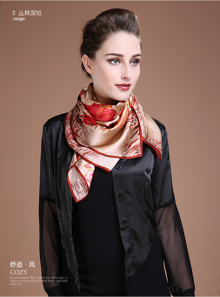 35.4x35.4inch - 90x90cm Silk Wrap - Jungle - Women