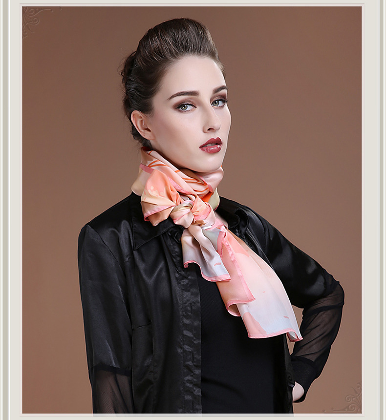 68.9x19.7inch - 175x50cm Silk Scarf - Floral Pattern B - Women