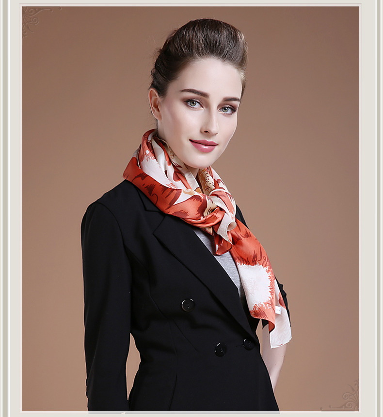 68.9x19.7inch - 175x50cm Silk Scarf - Floral Pattern D - Women