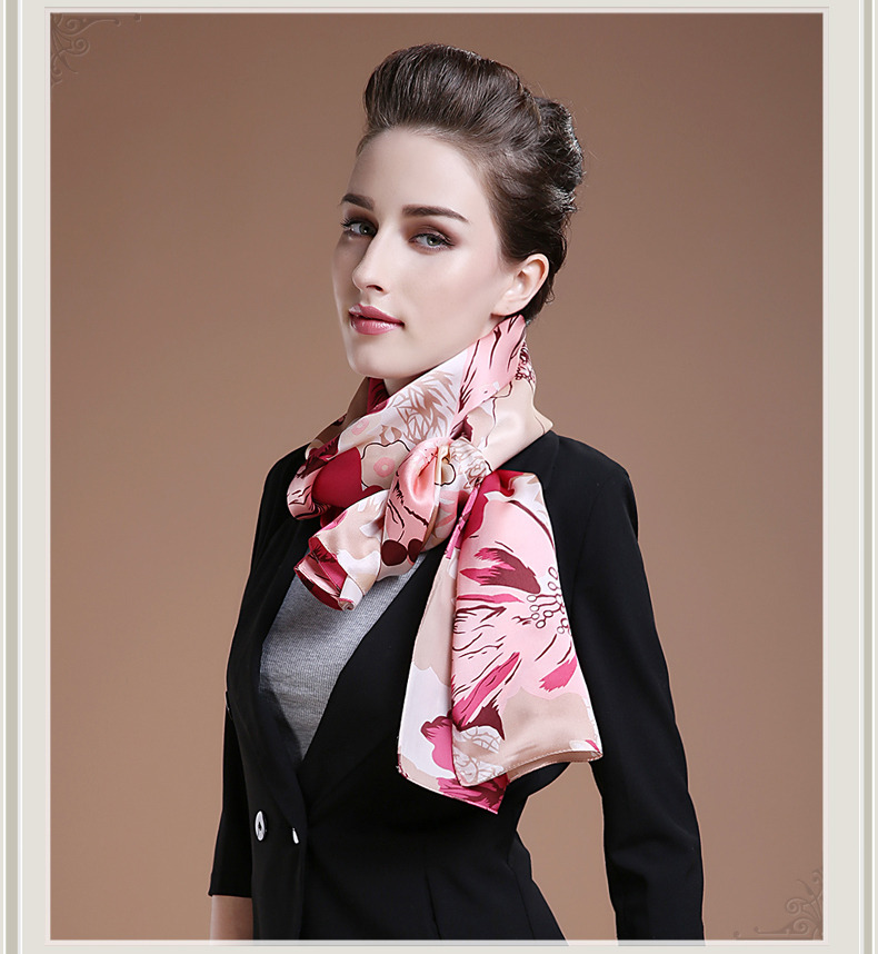 68.9x19.7inch - 175x50cm Silk Scarf - Floral Pattern E - Women