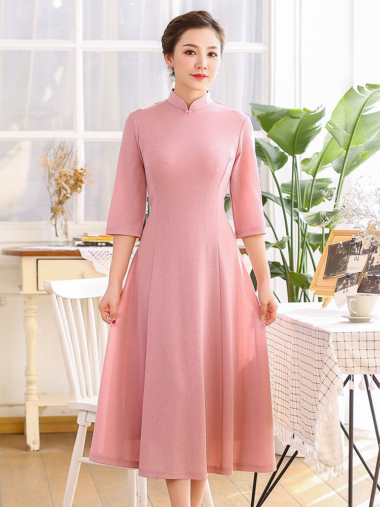 Lovely Modern A-line Dress Qipao Cheongsam - Pink - Qipao Cheongsam ...