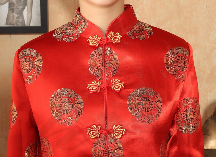 Delightful Brocade Frog Button Chinese Jacket - Scarlet - Chinese ...