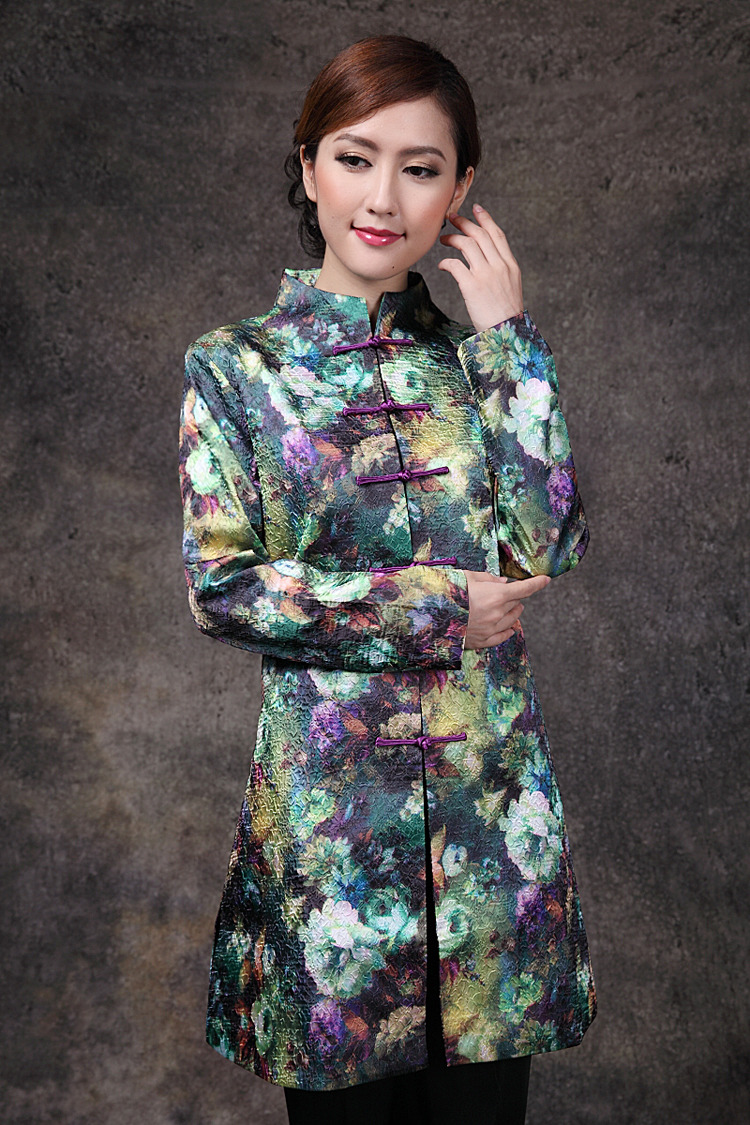 Captivating Floral Print Chinese Tang Jacket - Blue - Chinese Jackets ...