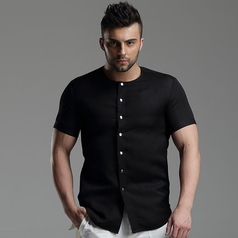 Amazing Mandarin Style Scoop Neck Blouse - Black - Chinese Shirts ...