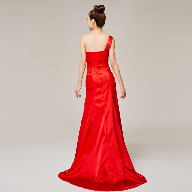 One Shoulder Red Cheongsam Wedding Dress - Qipao Cheongsam & Dresses ...