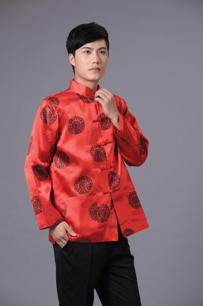 Handsome Brocade Frog Button Tang Jacket - Red B - Chinese Jackets ...