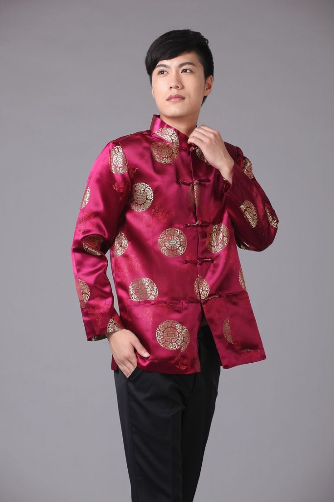 Handsome Brocade Frog Button Tang Jacket - Claret - Chinese Jackets ...