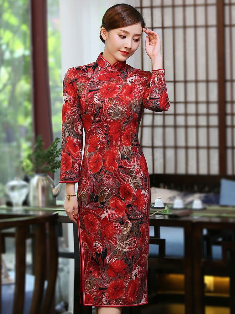 Wonderful Floral Print Qipao Cheongsam Chinese Dress - Qipao Cheongsam ...