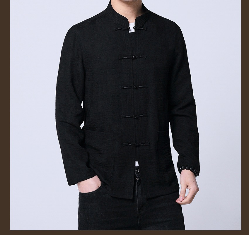 Excellent Jacquard Five Frog Buttons Jacket - Black - Chinese Jackets ...