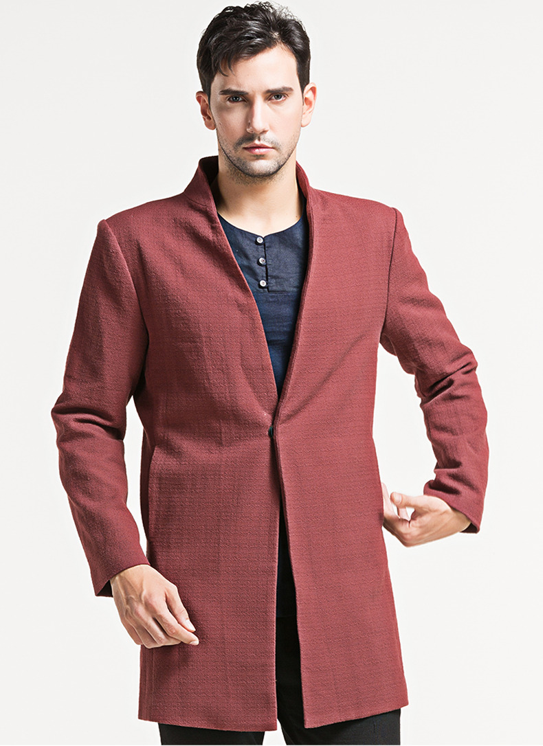 Impressive Stand-up Collar Open Neck Jacket - Red - Chinese Jackets ...