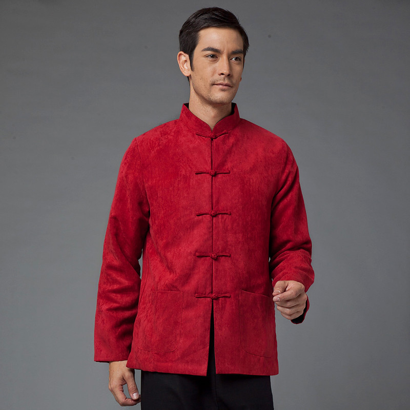 Five Frog Buttons Mandarin Jacket - Red - Chinese Jackets & Coats - Men
