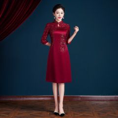 Impressive Phoenix Embroidery Qipao Cheongsam Dress - Red